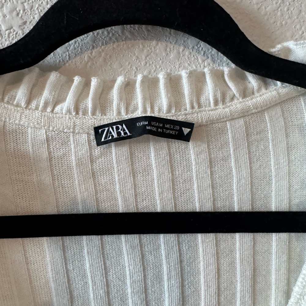 Zara White Ribbed Crop Top - Picture 3 of 4